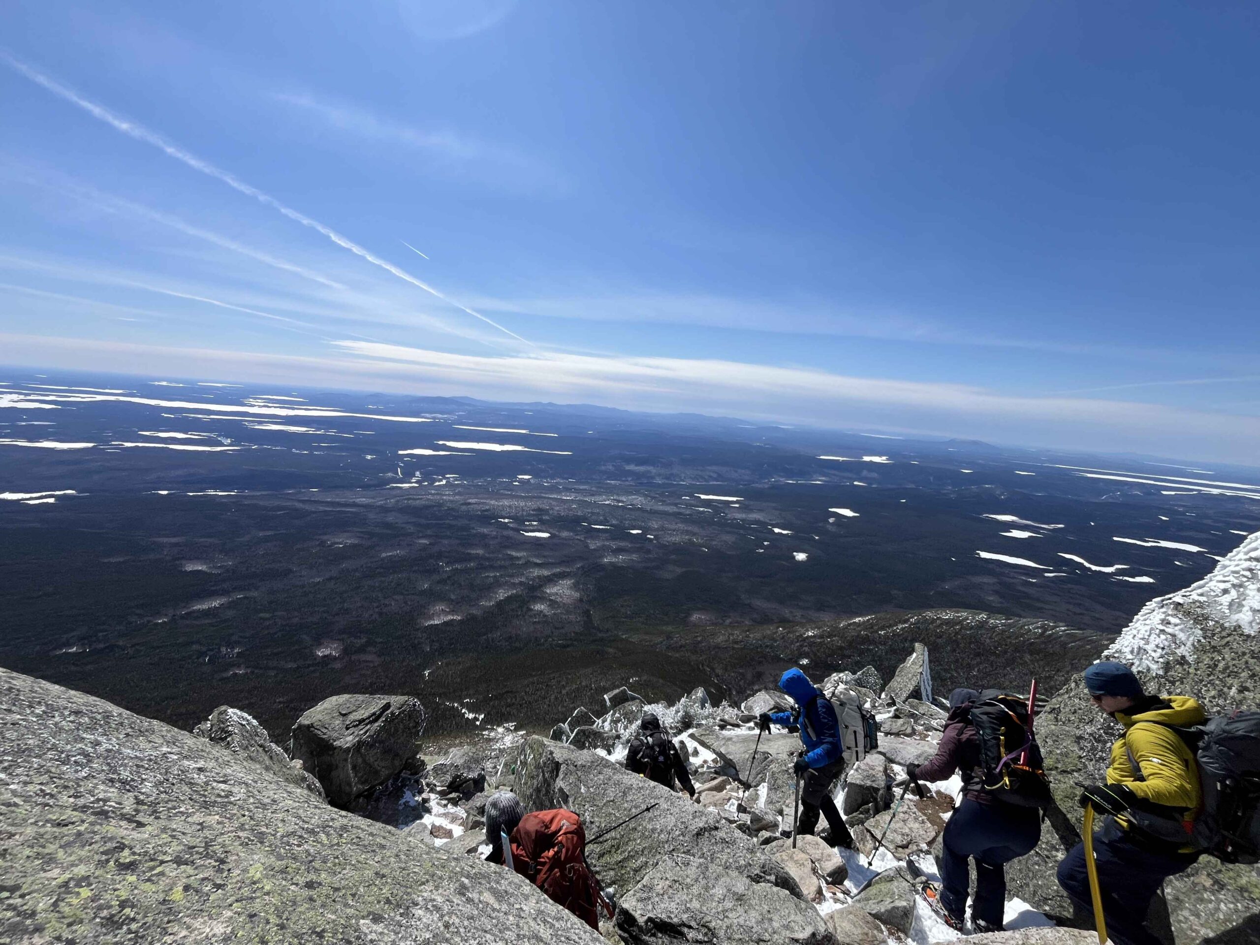 A long descent after a beautiful summit day
